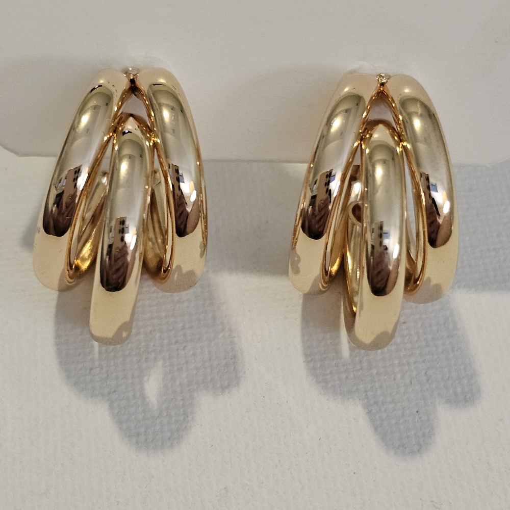 Triple Hoop Gold Earrings